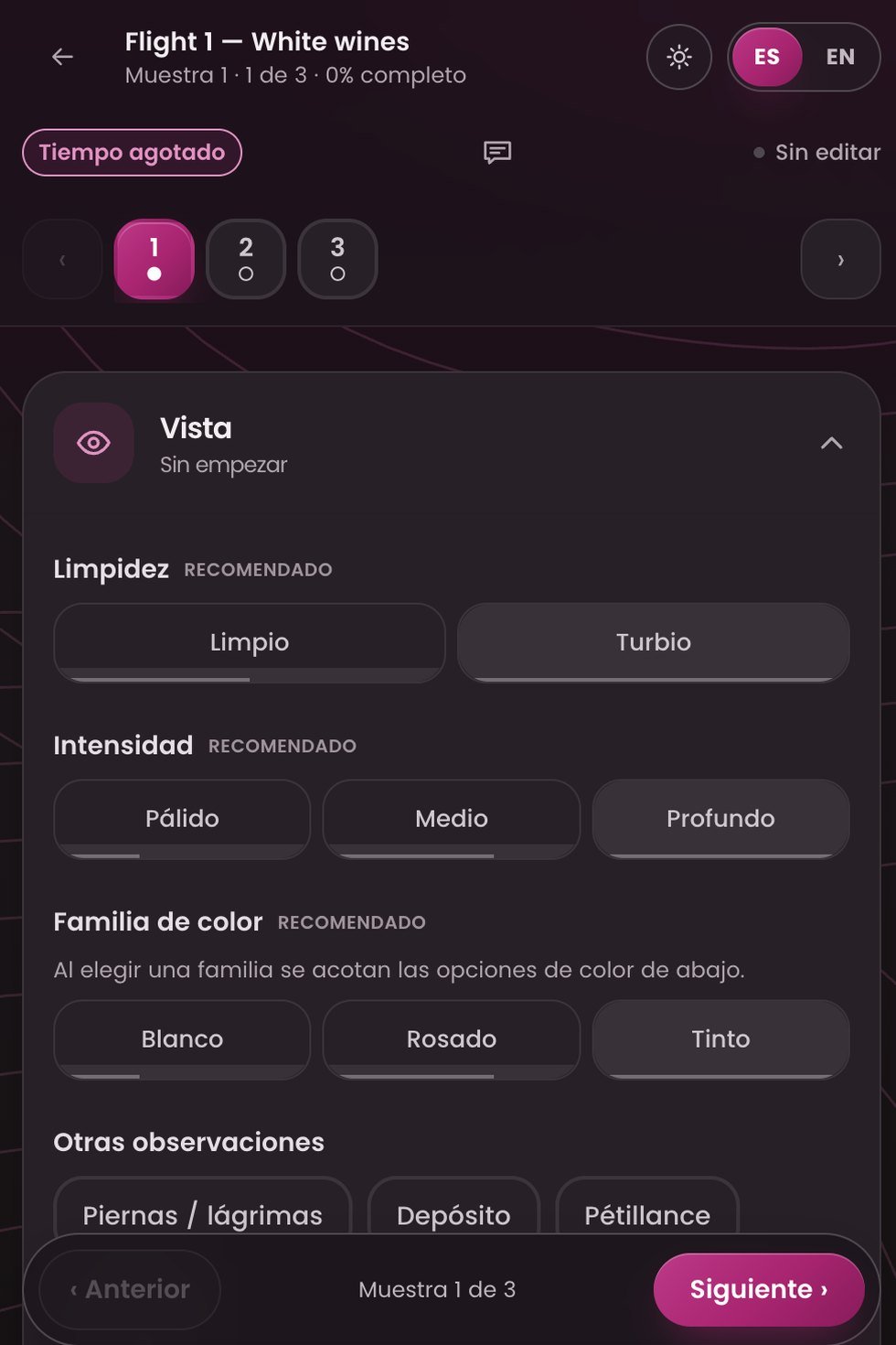 Ficha de cata: fase visual